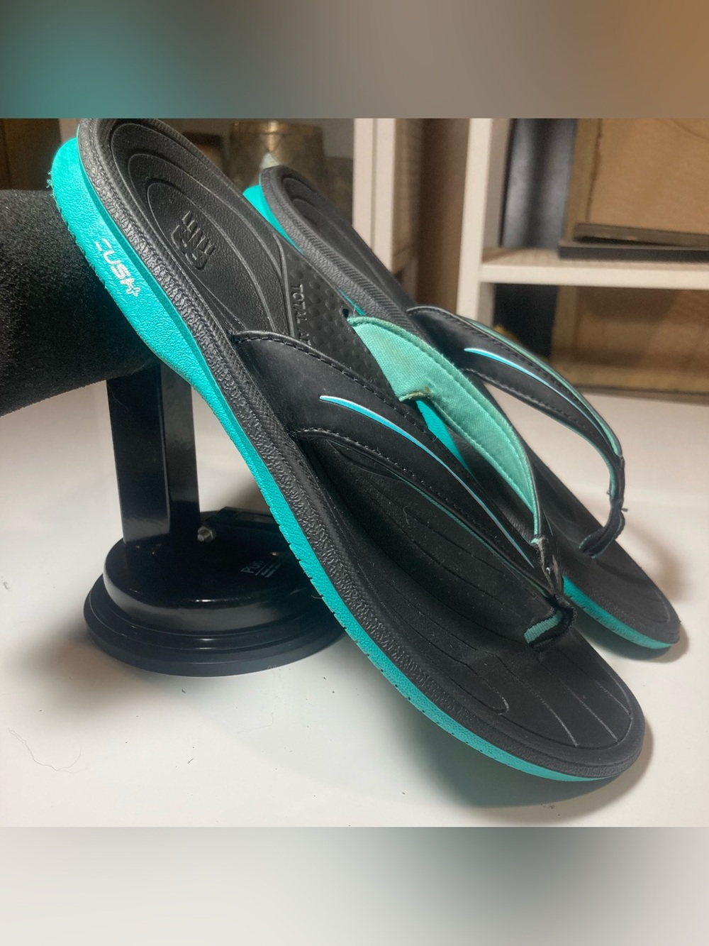 New Balance Black and Teal Women's Flip Flop Sandals